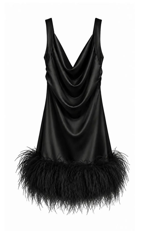 VESTIDO CURTO PLUMAS