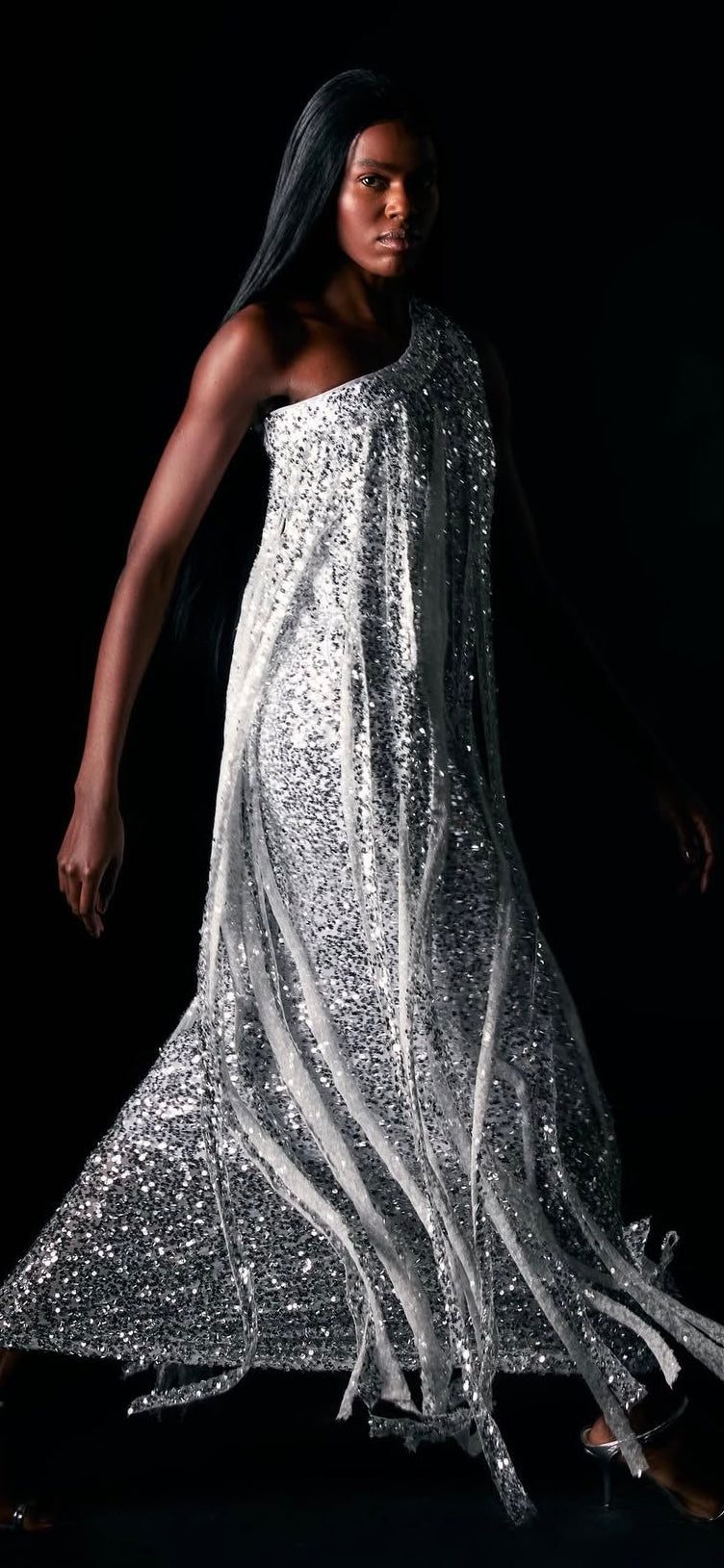 Vestido franjas paetê