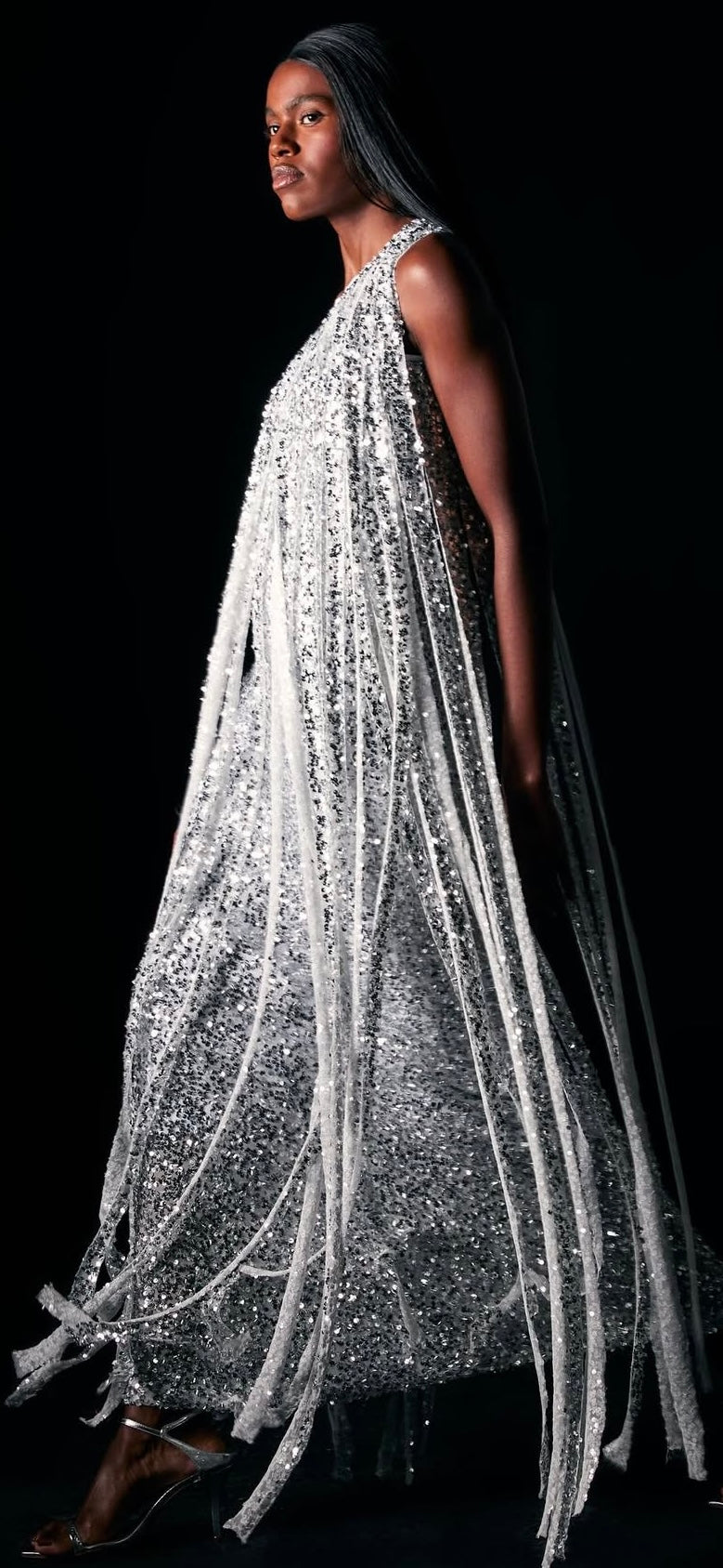 Vestido franjas paetê