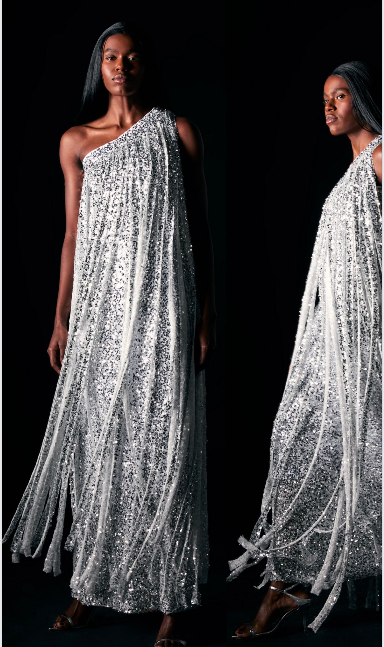 Vestido franjas paetê