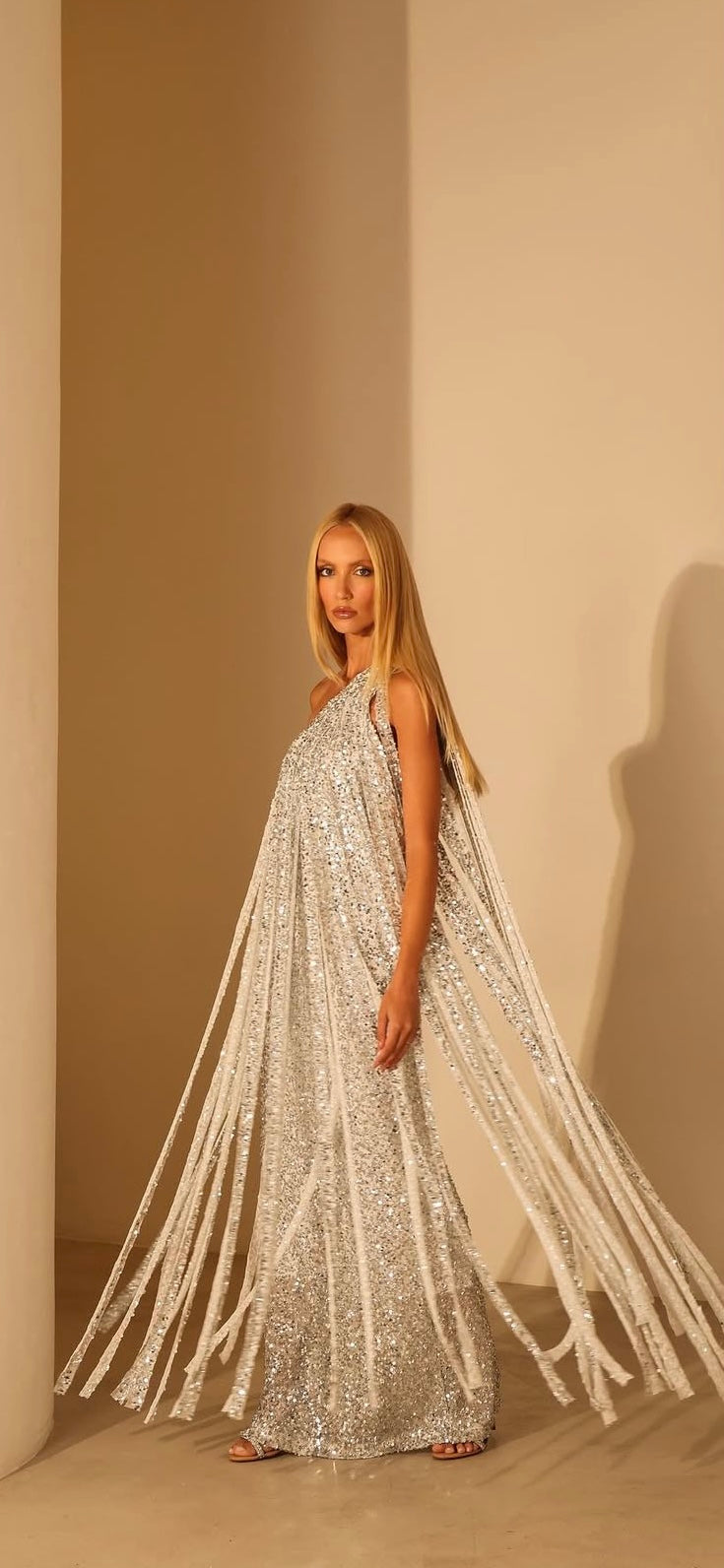 Vestido franjas paetê