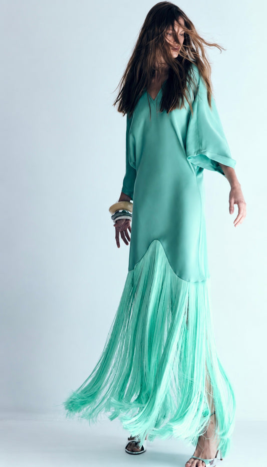 VESTIDO LONGO FRANJAS