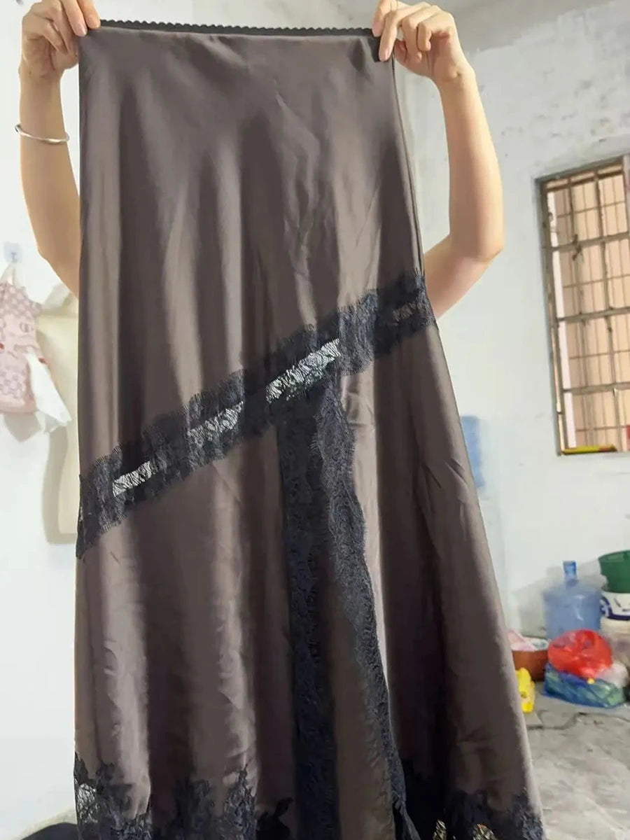 Vgh emagrecimento hit cor sexy conjuntos de duas peças para mulheres gola quadrada sem mangas superior cintura alta saia longa elegante conjunto de renda feminino