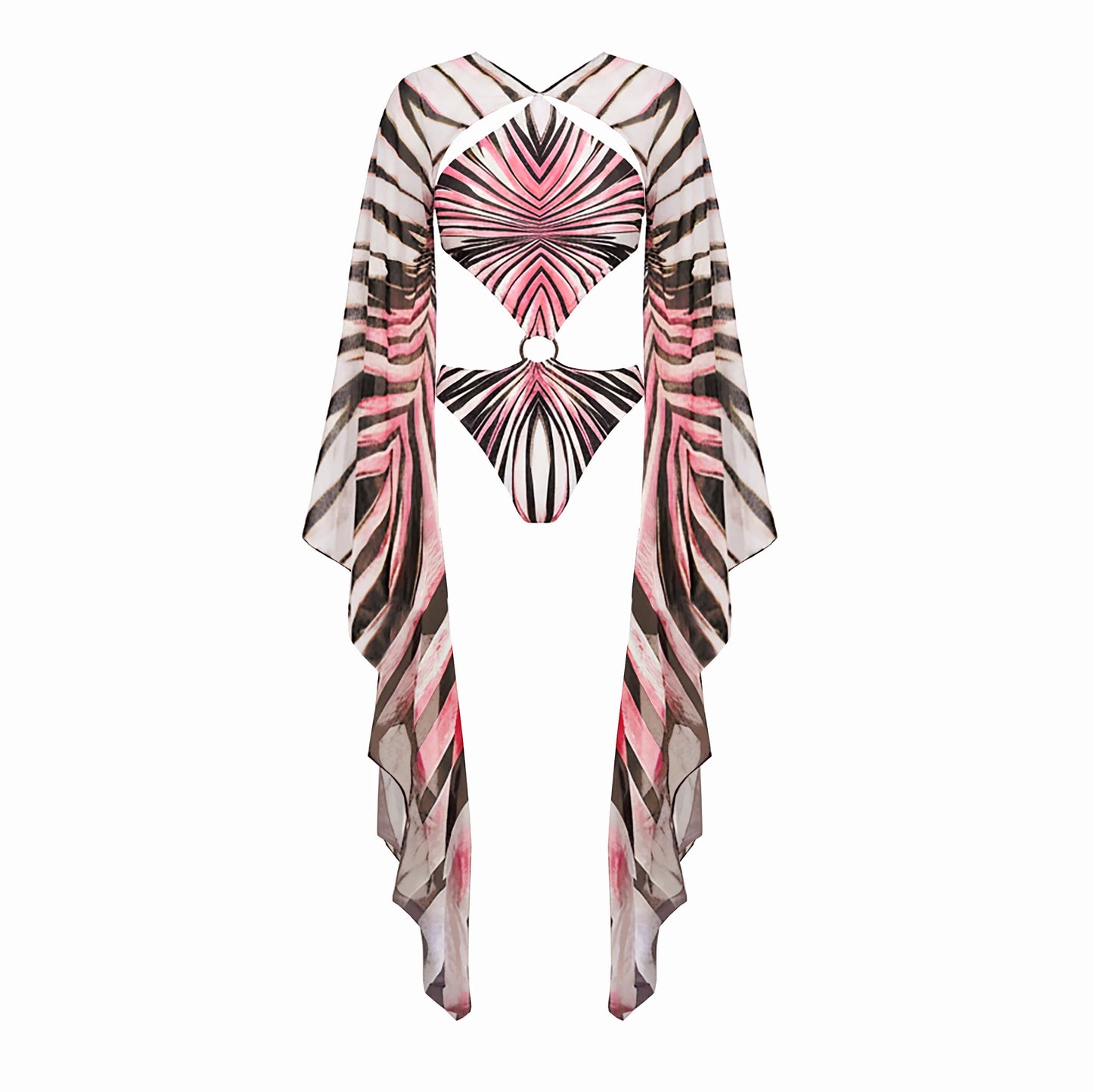 Maiô Estampado com Saia para Mulheres, Roupa de Banho, Monokini, Maiô de Perna Alta, Roupa de Praia