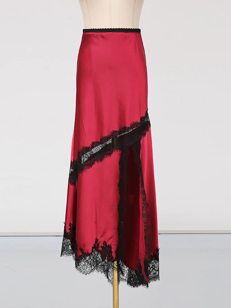 Vgh emagrecimento hit cor sexy conjuntos de duas peças para mulheres gola quadrada sem mangas superior cintura alta saia longa elegante conjunto de renda feminino