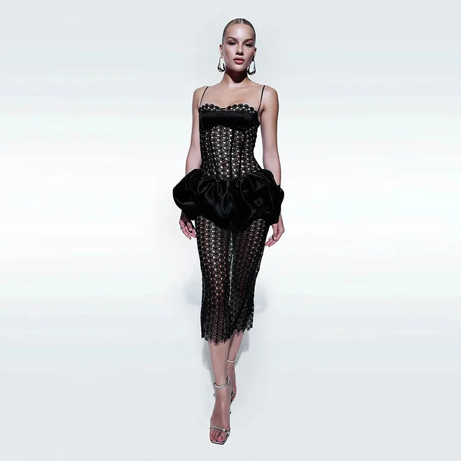VESTIDO RENDA MIDI