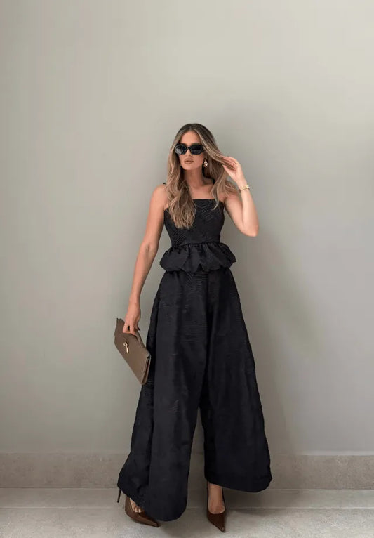 CALÇA ACETINADA TEXTURIZADA