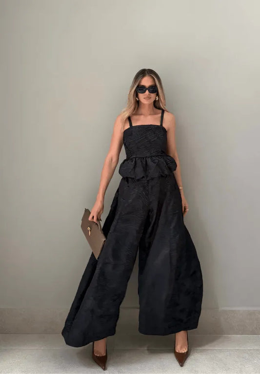 CALÇA ACETINADA TEXTURIZADA