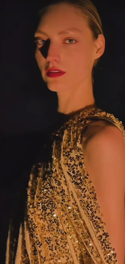 Vestido franjas paetê