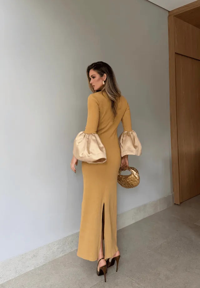 VESTIDO CANELADO POWER COM ZIBELINE